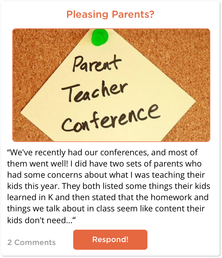 TeachersConnect Post questioning pleasing parents
