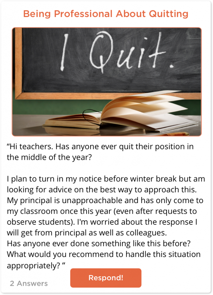 TeachersConnect post about how to quit midyear