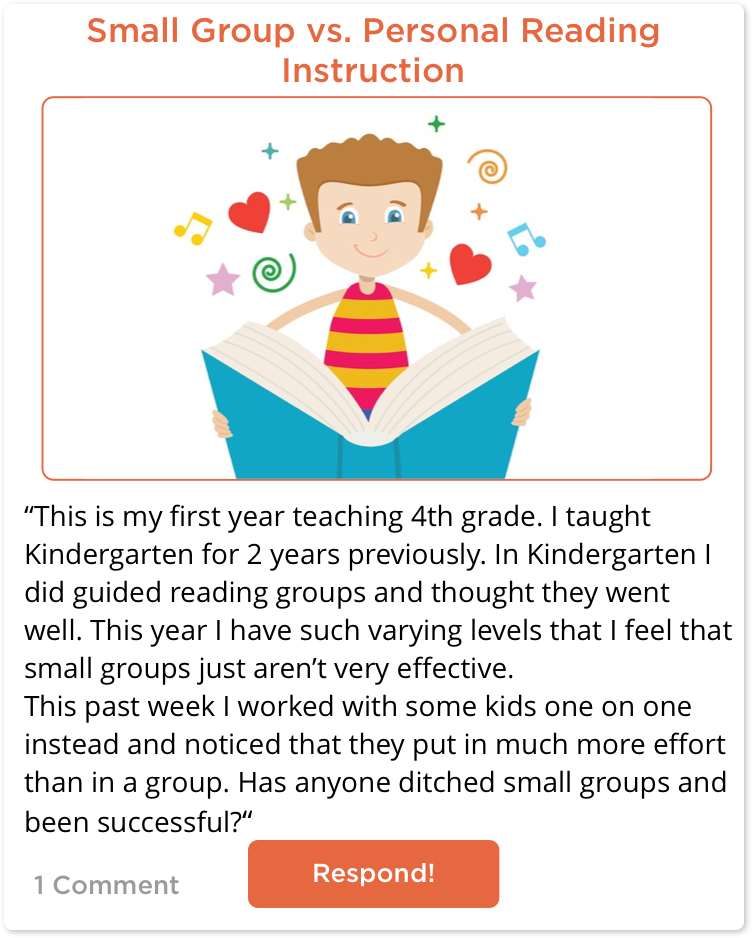 TeachersConnect post about small group vs. personal instruction