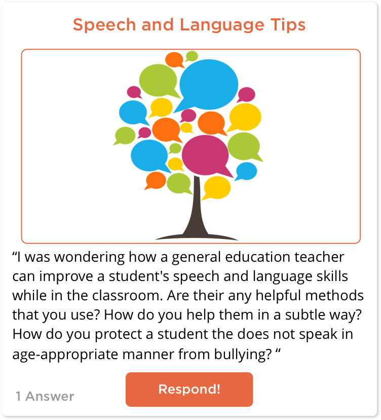 TeachersConnect post about Students Speech and Language
