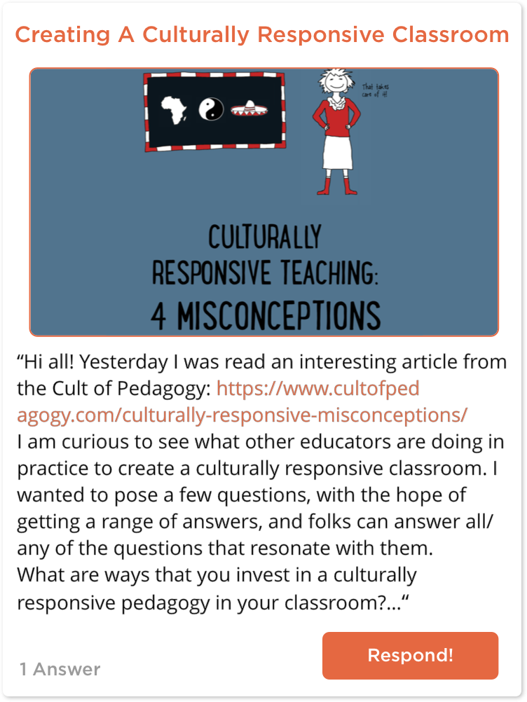 TeachersConnect post about culturally responsive teaching