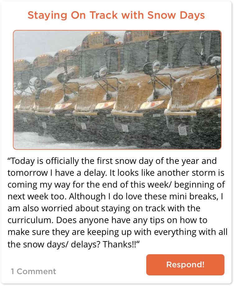 TeachersConnect post about snow days