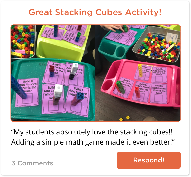 TeachersConnect post about a great an elementary math activity