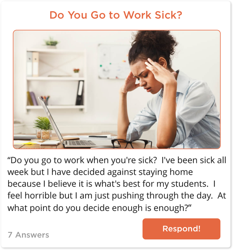 TeachersConnect post about going to work sick