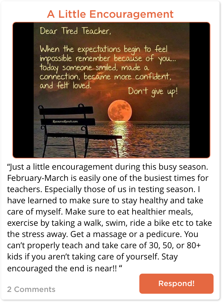 TeachersConnect post with a little encouragement for tired teachers