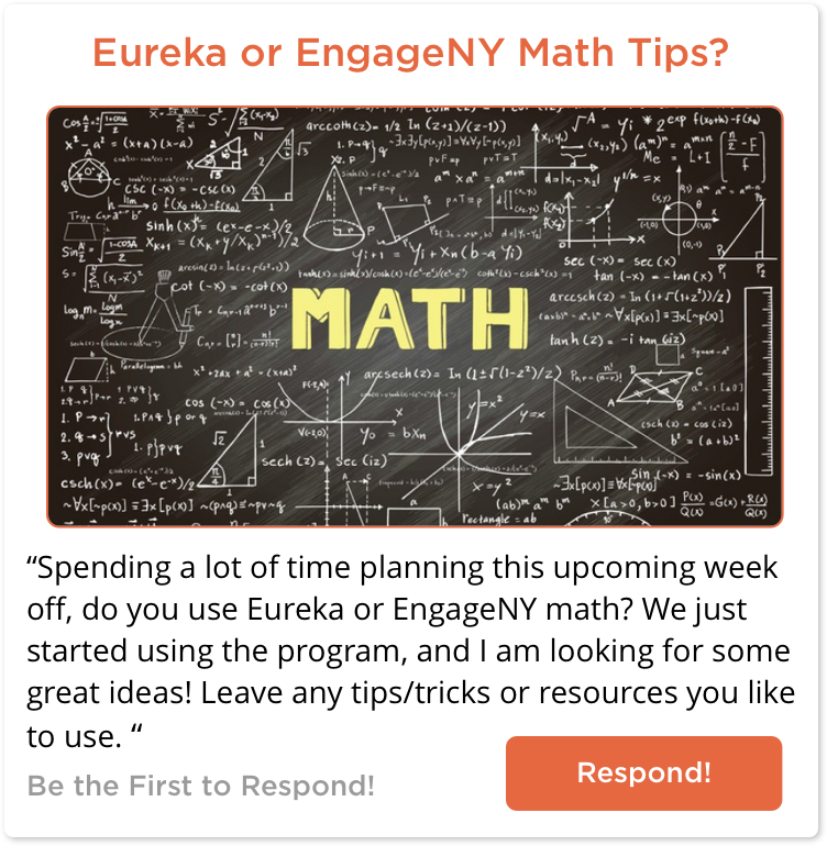 TeachersConnect post asking for tips around Eurkea or Engage NY Math