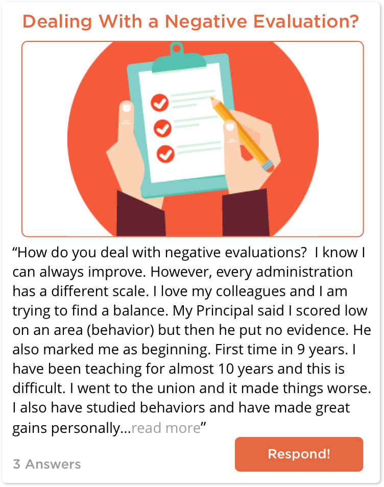 TeachersConnect post about dealing with a negative evaluation