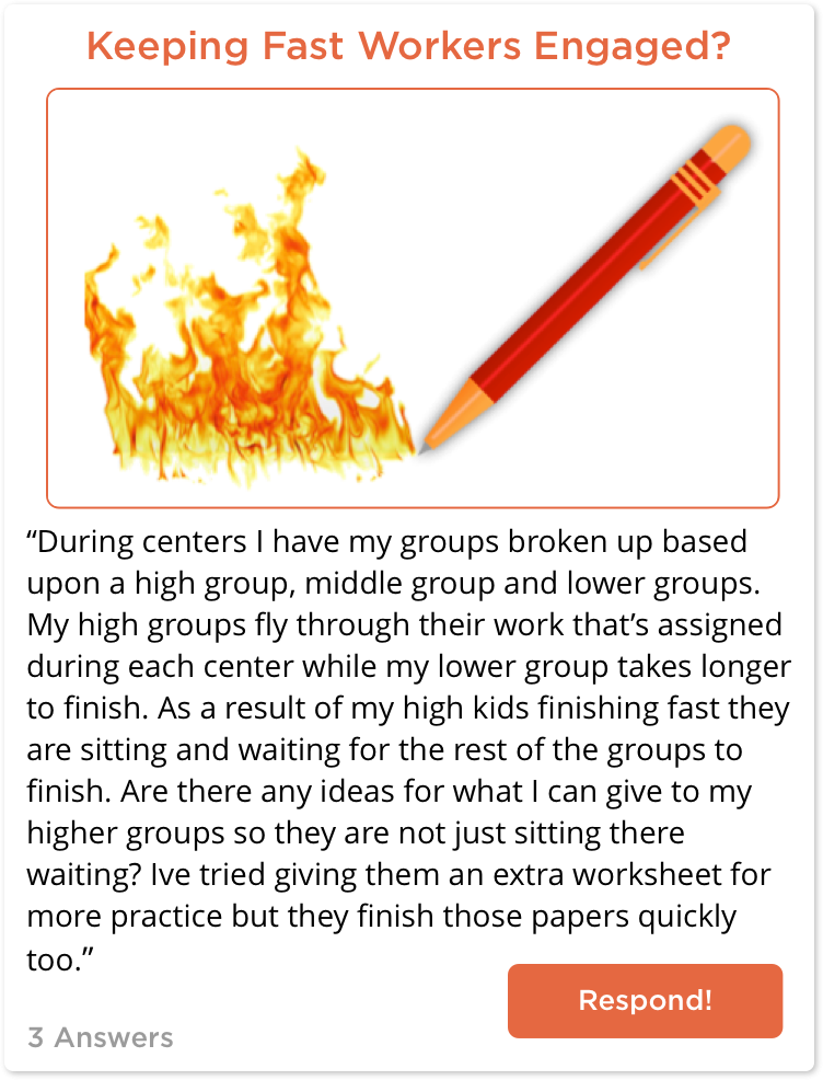 TC post about keeping fast working students engaged