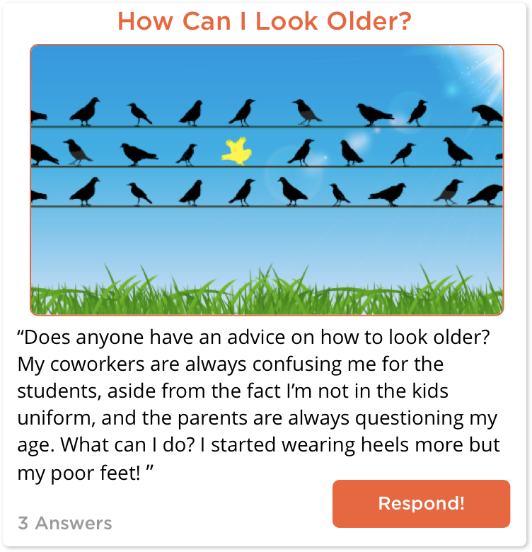 TeachersConnect post about how to look older than students