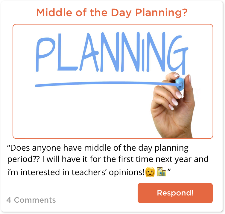 TeachersConnect post about planning during the day