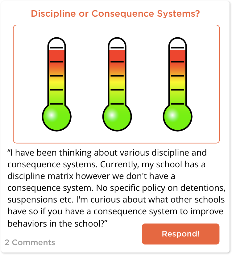 Teacher asking about consequence systems for schools