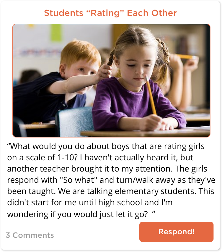 TeachersConnect post about students rating each other